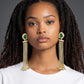 Green - Medium - Antique Gold Finish Traditional Earrings - Bollywood - Weddings - 15ER679 07P26