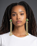 Green - Medium - Antique Gold Finish Traditional Earrings - Bollywood - Weddings - 15ER679 07P26