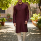 Wine Purple - Rich Sequins Lucknowi Chiffon Mens Indian Kurta Set with Smart Pants - Weddings / Walimas , Sangeet, Eid, Mehndi / Henna - YD2501 KC 0225