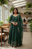 Size 14 / 40" Bust - Bottle Green Lehenga Set - Back Fasten Blouse - UK Stock - 24h Dispatch - DCB2511 VV