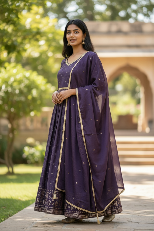 Size 14 / 40" Bust - Purple Lehenga Set - Back Fasten Blouse - UK Stock - 24h Dispatch - DCB2511 VV