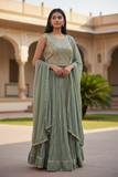 Size 10 / 36" Bust - Sage Green - Ready Made Lehenga Set - UK Stock - 24h Dispatch - KTC2501 19 VT 0125