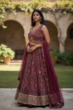 Size 12 / 38" Bust - Silky Wine - Ready Made Lehenga Set - UK Stock - 24h Dispatch - KTC250103 TY 0125