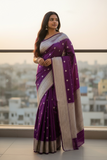 Light Purple - Traditional Handloom Banarasi Sari / Saree - with Blouse Piece - SN2405 11TP24