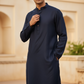 Navy Blue - Raw Silky Mens Indian Kurta set - Pair with a waistcoat or wear under Sherwanis - Weddings / Walimas , Sangeet, Mehndi / Henna , Eid / Diwali - BS2504 01KV25