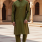 Henna Mehndi Green - Raw Silky Mens Indian Kurta set - Pair with a waistcoat or wear under Sherwanis - Weddings / Walimas , Sangeet, Mehndi / Henna , Eid / Diwali - BS2504 01KV25