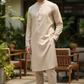 Leather Cotton Mens Indian Kurta set in Beige - for Sangeet, Mehndi, Eid Celebration (with smart trousers) - FILO 0822 KP