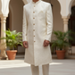 Cream - Classic Self Brocade Sherwani with Gold Buttons - XS, S, M, L, XL to XXXL BS786 JP 0823