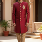 Mens Raw Silk Red Sherwani - VL1908 AV1119