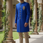 Mens Raw Silk Royal Blue Brocade Sherwani - VL1907 AA1119