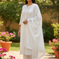 XS to XXXL - White - Cotton Ladies Salwar Kameez with Chiffon Dupatta - Elbow Length Sleeves - Funeral  / Church KTC250401 KR