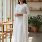 XS to XXXL - White - Cotton Ladies Salwar Kameez with Chiffon Dupatta - Elbow Length Sleeves - Funeral  / Church KTC250401 KR