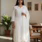 XS to XXXL - White - Cotton Ladies Salwar Kameez with Chiffon Dupatta - Elbow Length Sleeves - Funeral  / Church KTC250401 KR