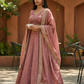 Dusty Pink - Dupion Silk Lehenga Set - Size UK 12 (38" Bust) Adjustable to Size 14 - UK Stock - 24h Dispatch - AF2507 09TA25