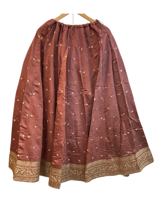 Dusty Pink - Dupion Silk Lehenga Set - Size UK 12 (38" Bust) Adjustable to Size 14 - UK Stock - 24h Dispatch - AF2507 09TA25