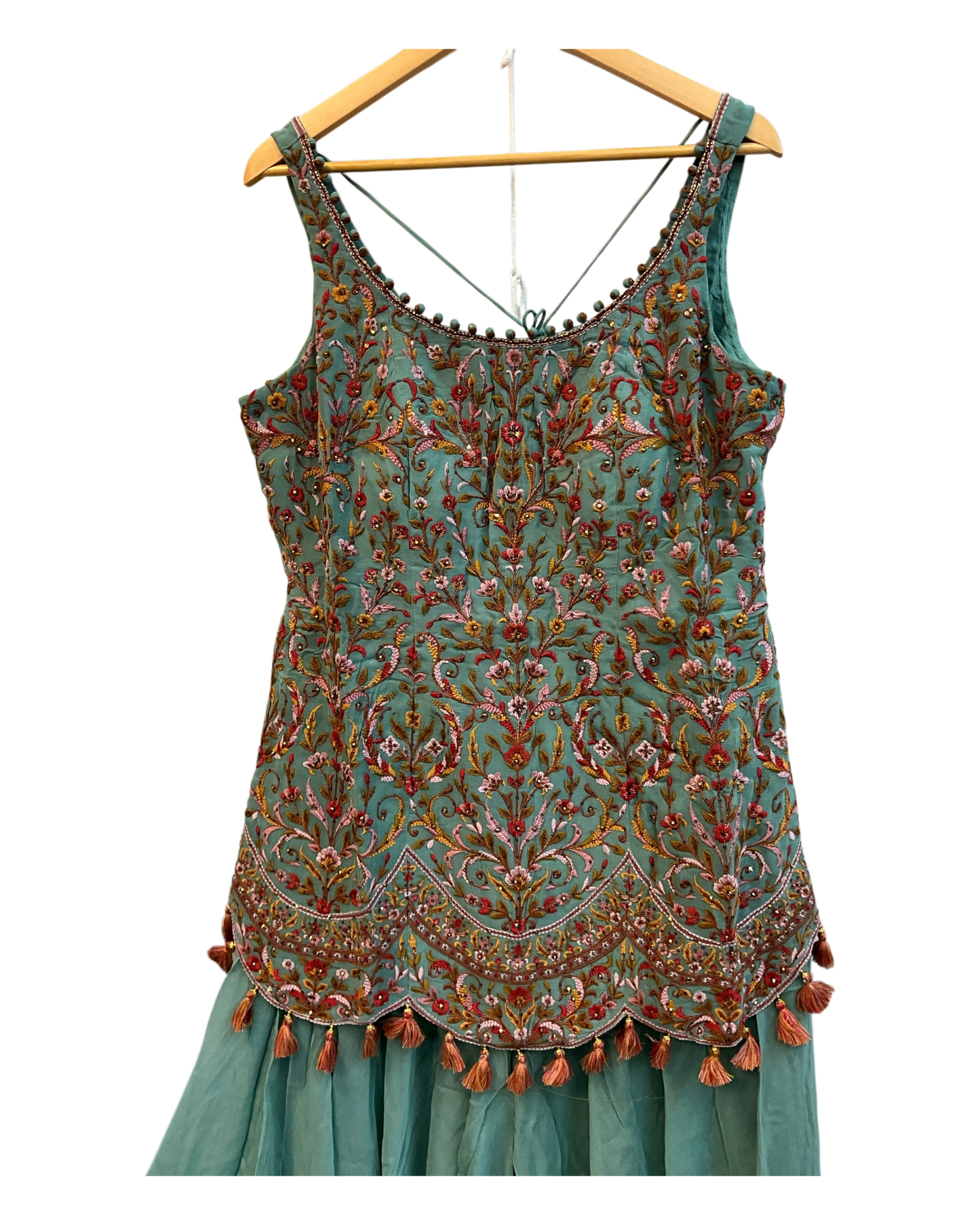 UK 18 / 44" - Sea Green - Designer Ladies Indian Medium Top Palazzo Trousers Suit - UK Stock - 2/3 days delivery - VMK NANDITA AK