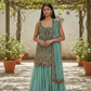 UK 18 / 44" - Sea Green - Designer Ladies Indian Medium Top Palazzo Trousers Suit - UK Stock - 2/3 days delivery - VMK NANDITA AK