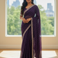 Wine - Fancy Embroidered Saree with Blouse Piece - UK stock - 24hr Dispatch - SP250614 KC