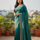 Dark Turquoise Blue - Fancy Embroidered Saree with Blouse Piece - UK stock - 24hr Dispatch - SP250620 VK