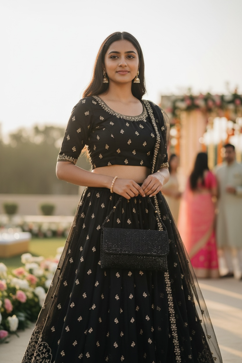 Black - Rich Hand Embroidered Clutch Bag / Handbag -Bollywood / Weddings - AKB278 11KJ25