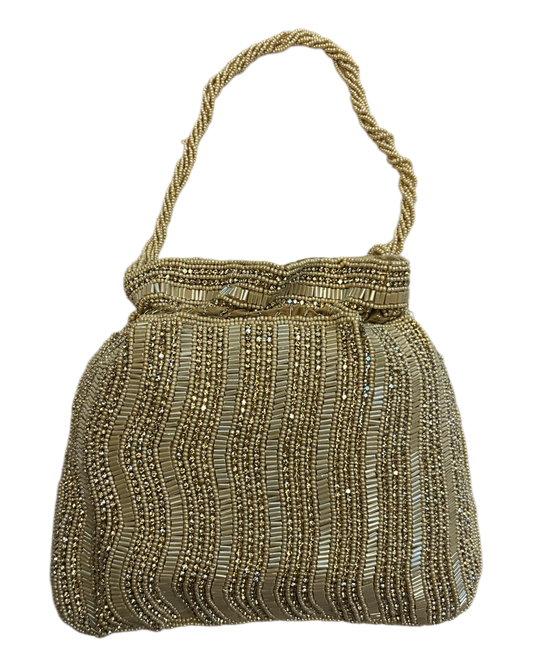 Gold - Rich Hand Embroidered Potli Bag / Handbag -Bollywood / Weddings - AKB282 11KJ25