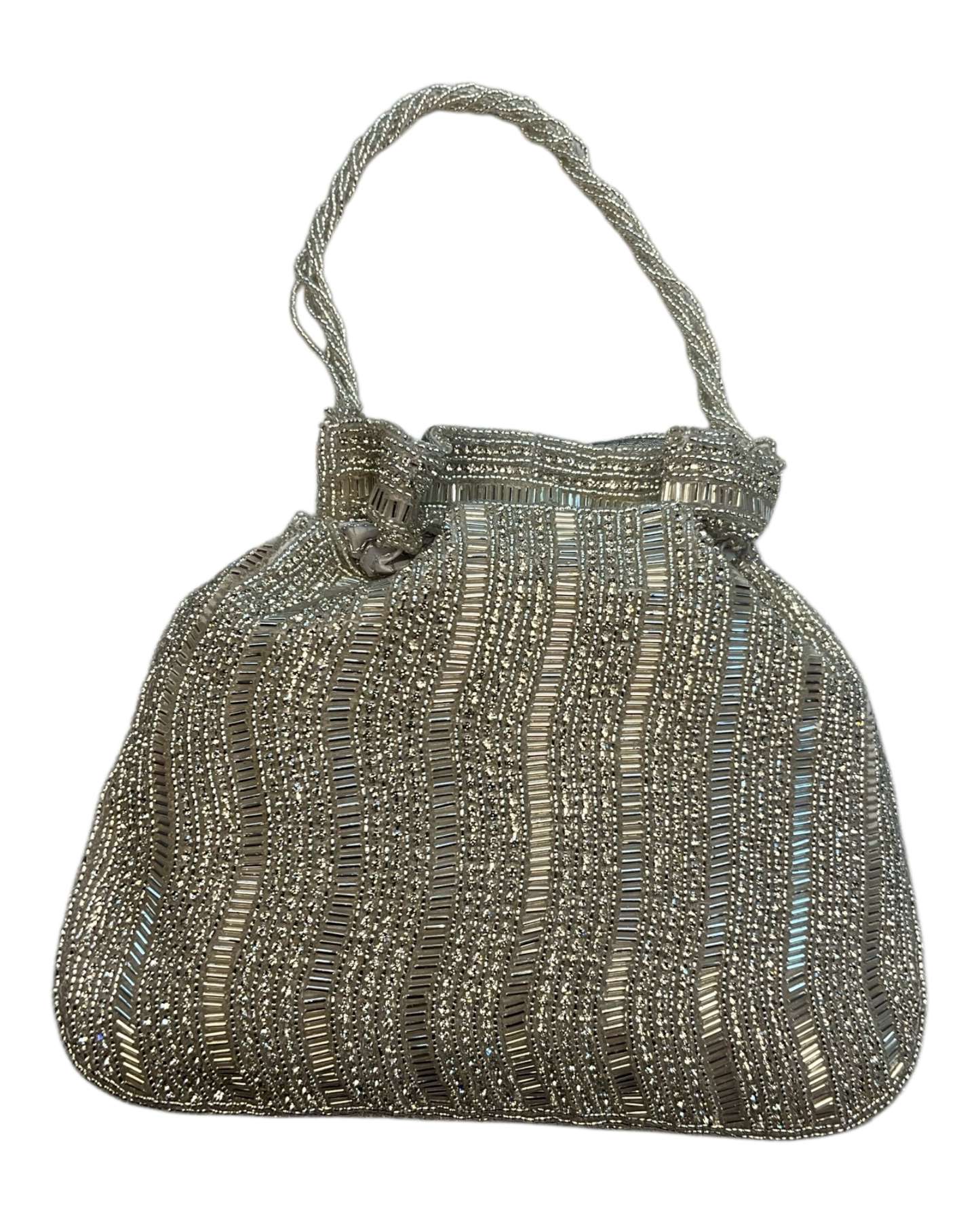 Silver - Rich Hand Embroidered Potli Bag / Handbag -Bollywood / Weddings - AKB282 11KJ25