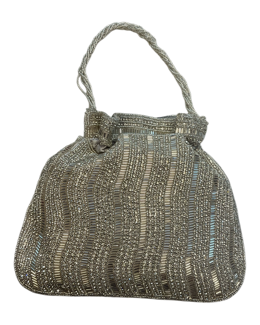 Silver - Rich Hand Embroidered Potli Bag / Handbag -Bollywood / Weddings - AKB282 11KJ25