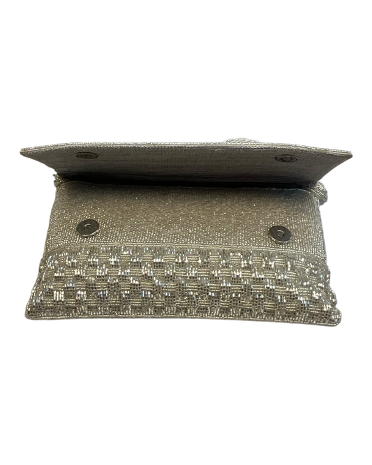 Silver - Rich Hand Embroidered Clutch Bag / Handbag -Bollywood / Weddings - TBZ02 11KJ25