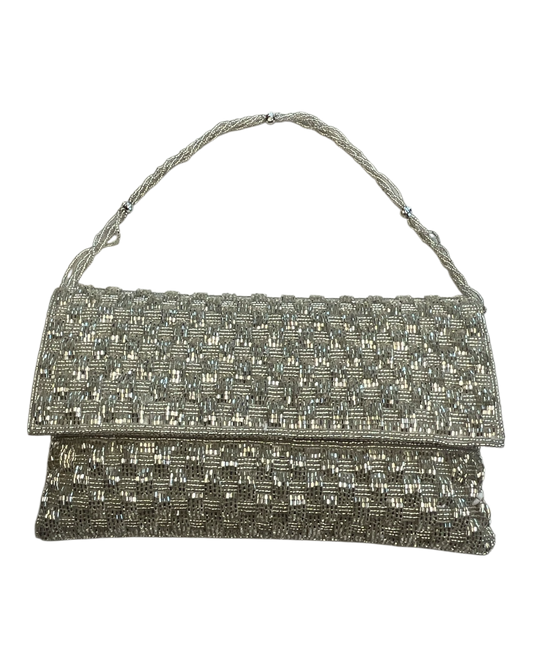 Silver - Rich Hand Embroidered Clutch Bag / Handbag -Bollywood / Weddings - TBZ02 11KJ25