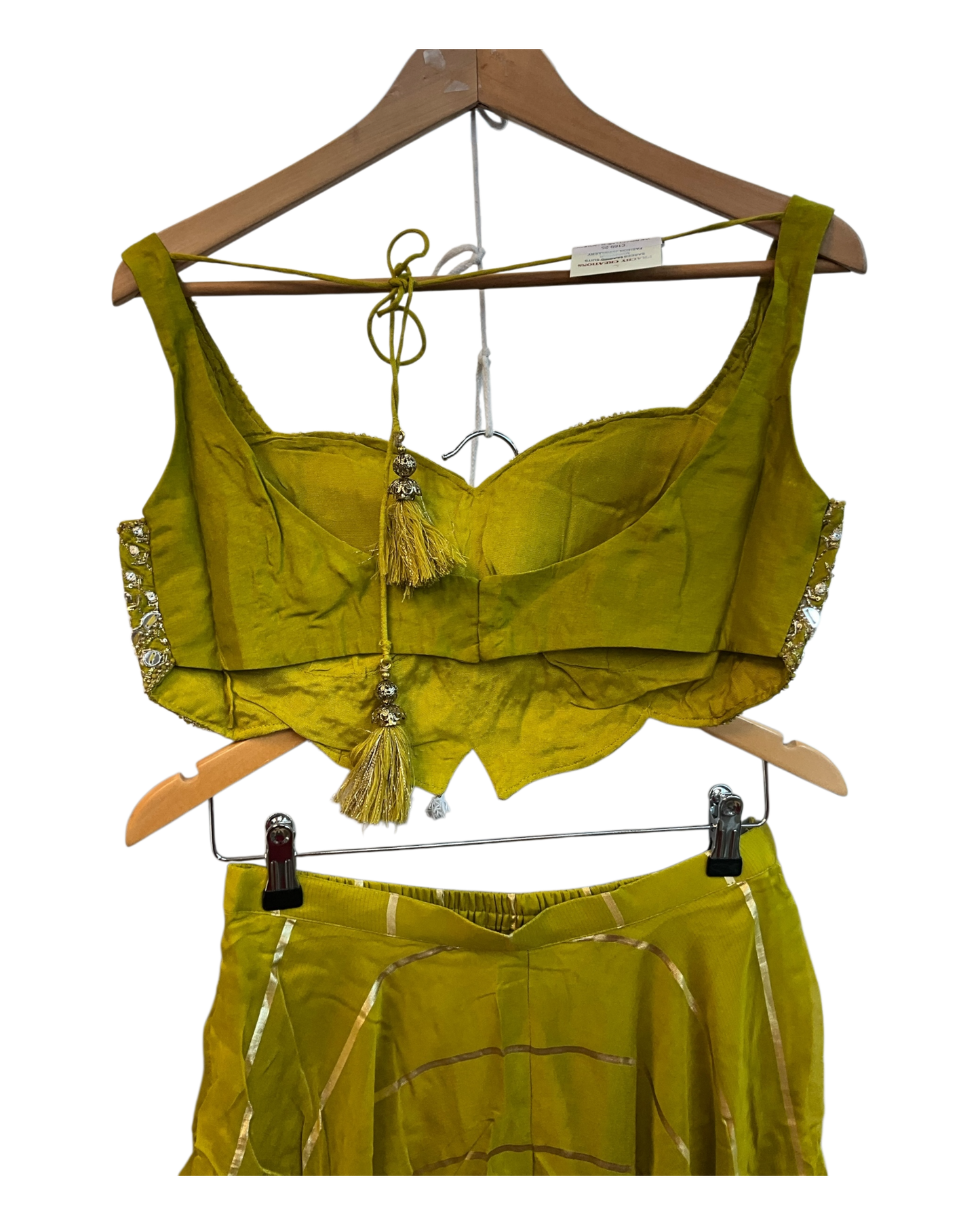 Lime Green - Designer Ladies Short Top Palazzo Trousers Suit - Size 10 (36") - VMK NIDHI CY