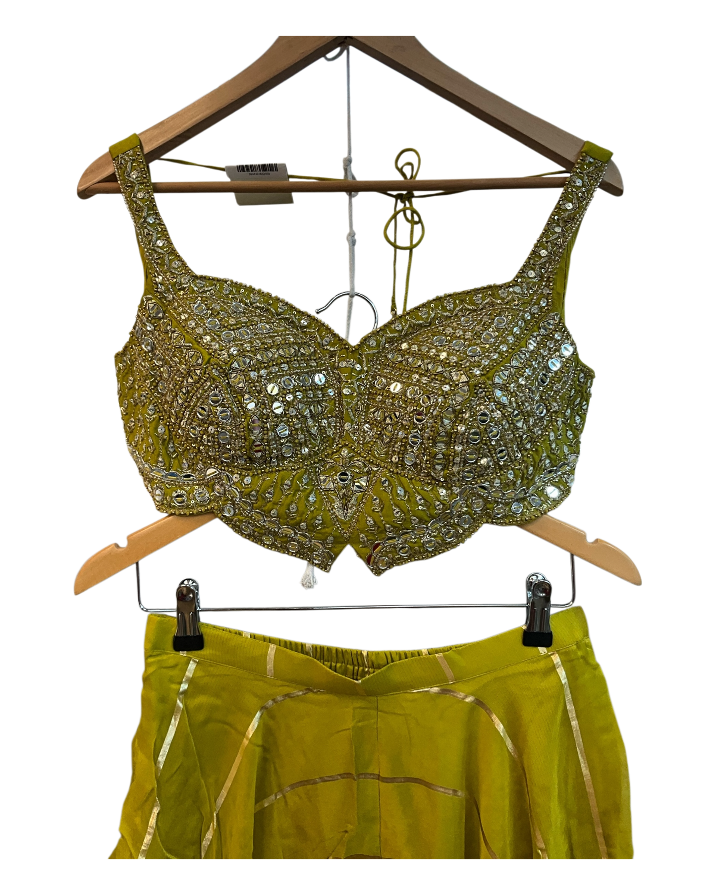 Lime Green - Designer Ladies Short Top Palazzo Trousers Suit - Size 10 (36") - VMK NIDHI CY