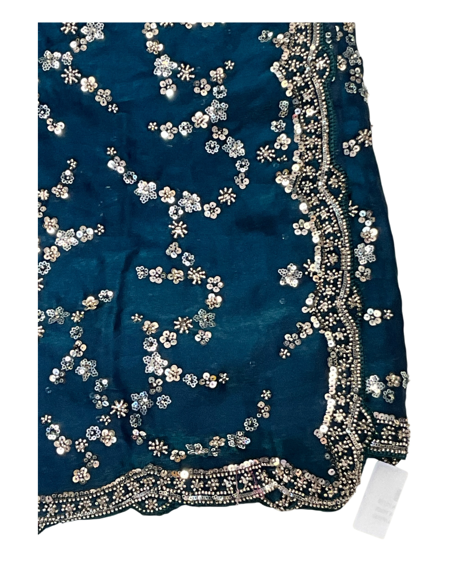 Teal - Rich Saree with Allover Sequins Work and Blouse Piece - UK stock - 24hr Dispatch - RS2503 JV