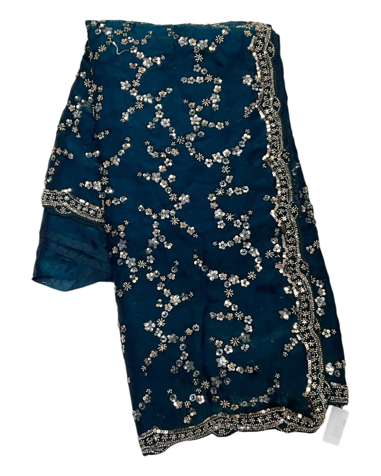 Teal - Rich Saree with Allover Sequins Work and Blouse Piece - UK stock - 24hr Dispatch - RS2503 JV