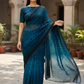 Turquoise Green - Printed Crepe Silky Saree with Blouse Piece - UK stock - 24hr Dispatch - RS2528 VR