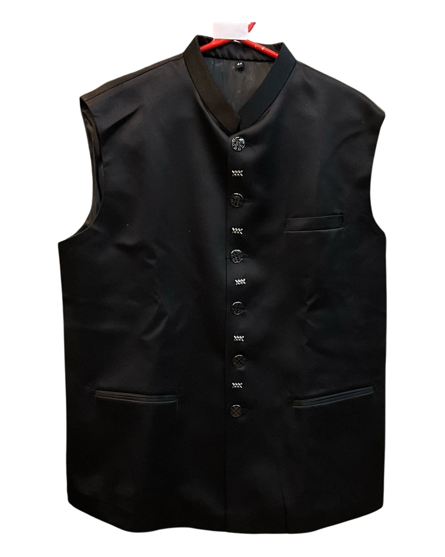 Black - PREMIUM Slim Fit Mens BandhGala / Prince / Chinese Collar Open Jacket with inside Waistcoat- Fantastic Fit - 01JT26 CS2601