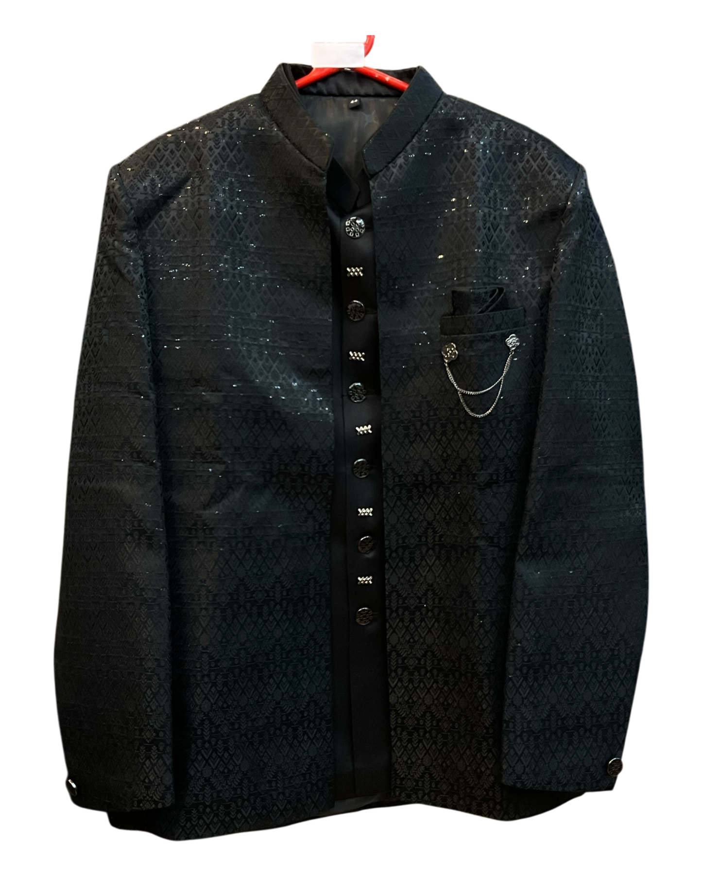 Black - PREMIUM Slim Fit Mens BandhGala / Prince / Chinese Collar Open Jacket with inside Waistcoat- Fantastic Fit - 01JT26 CS2601