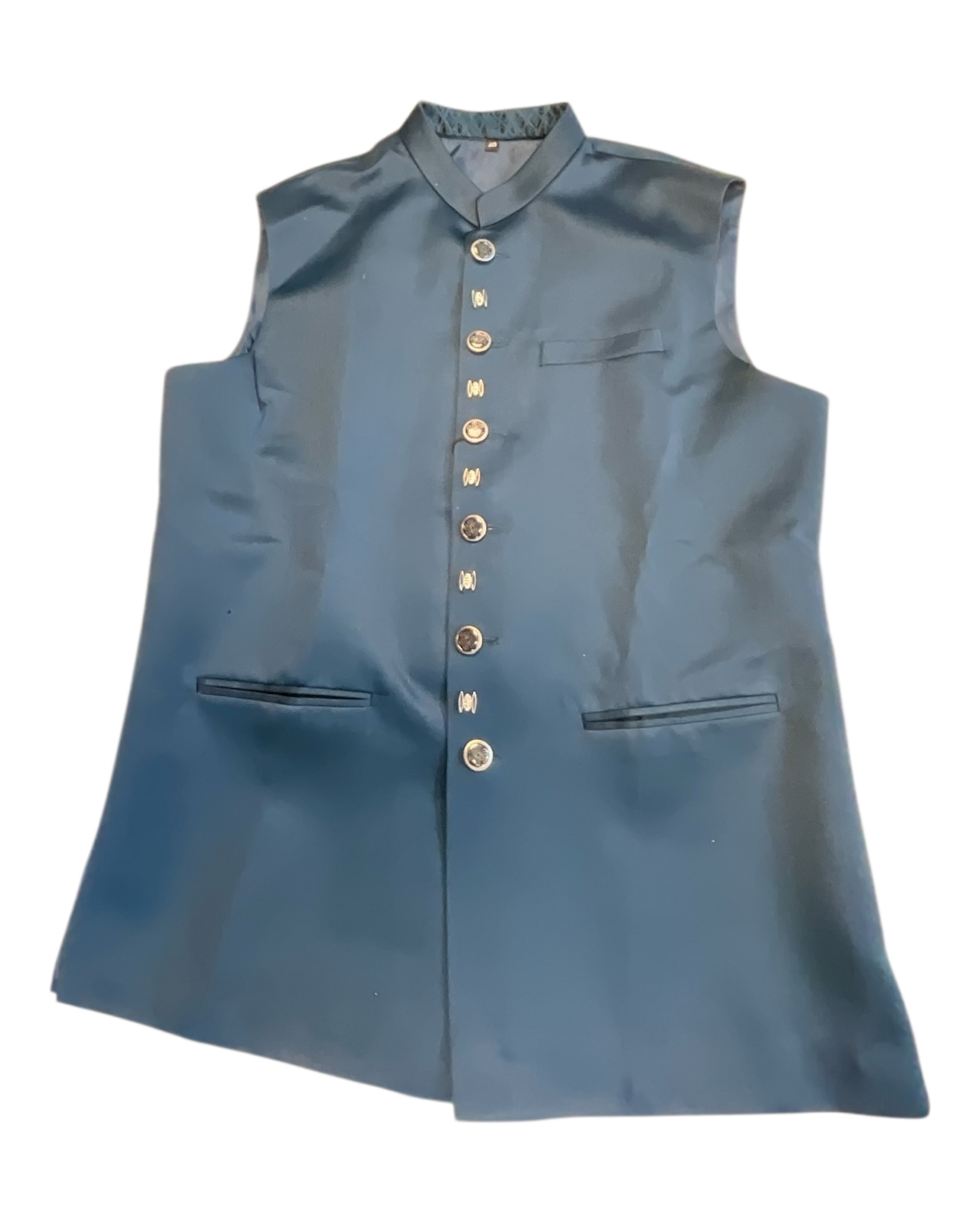 Teal Blue - PREMIUM Slim Fit Mens BandhGala / Prince / Chinese Collar Open Jacket with inside Waistcoat- Fantastic Fit - 01JT26 CS2601