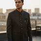 Black - PREMIUM Slim Fit Mens BandhGala / Prince / Chinese Collar Open Jacket with inside Waistcoat- Fantastic Fit - 01JT26 CS2601