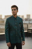 Teal Blue - PREMIUM Slim Fit Mens BandhGala / Prince / Chinese Collar Open Jacket with inside Waistcoat- Fantastic Fit - 01JT26 CS2601