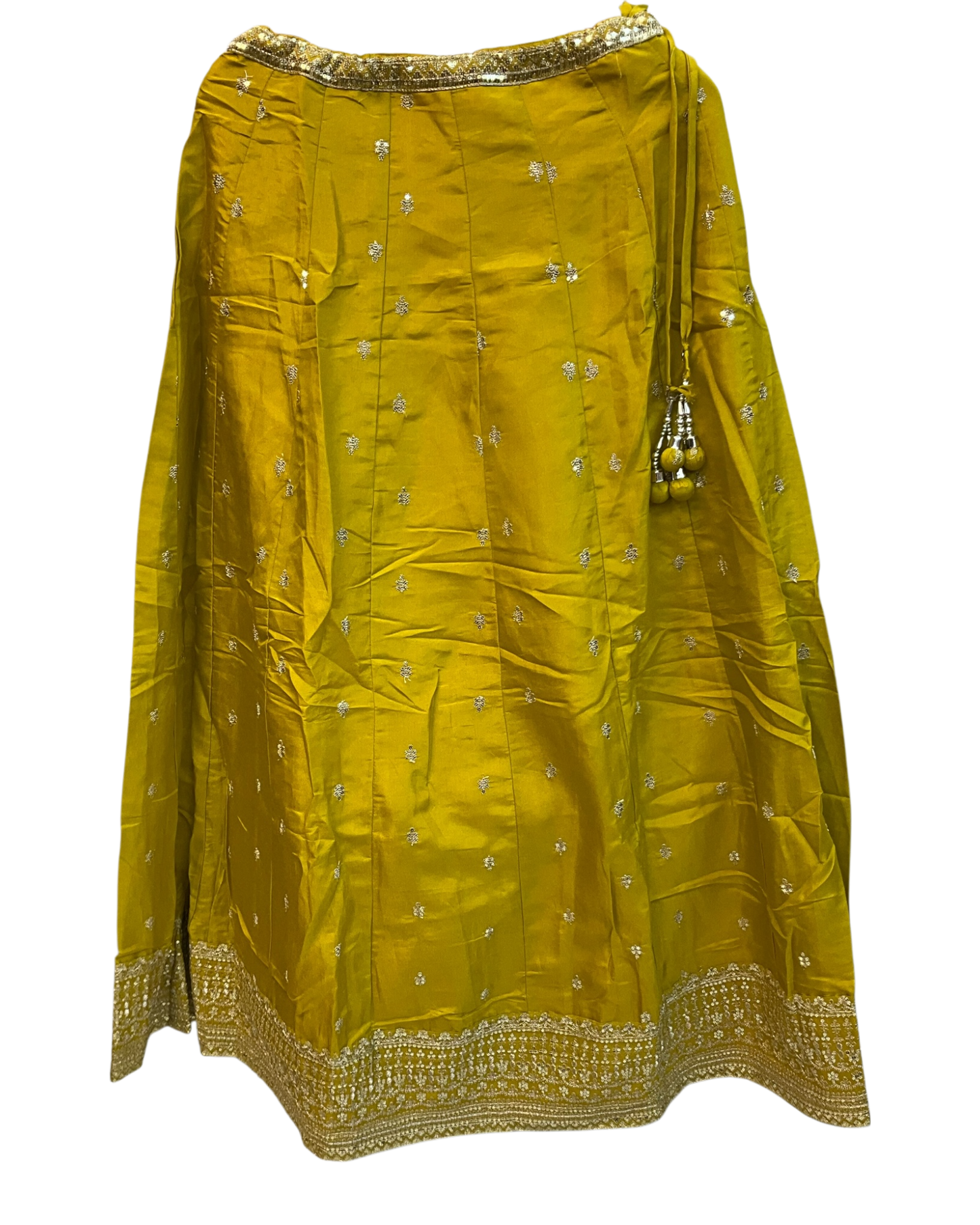 Size UK 12 (38" Bust) Adjustable to Size 14 - Haldi Yellow - Banarasi Brocade Silky Lehenga Set - Mehndi / Sangeet / Bridesmaids / Weddings / Garba  - UK Stock - 24h Dispatch - OC561 07JV25
