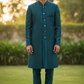 Dark Teal - Mens Knee Length  Jacket with Long Waistcoat - Sherwani / Indo-Western - Fantastic Fit - KCS6625 03TT26