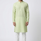 Light Pista Green - Rich Lucknowi Mens Indian Kurta set with Elasticated smart Pants - Weddings / Walimas , Sangeet, Eid, Mehndi / Henna - KCS1037 VR 0225