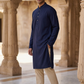 Navy Blue - Linen -  Mens Indian Kurta set - Weddings / Walimas , Sangeet, Eid, Mehndi / Henna - NAD2507 01KA25
