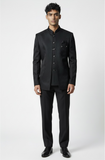 Black - PREMIUM Slim Fit Mens BandhGala / Prince / Chinese Collar Open Jacket with inside Waistcoat- Fantastic Fit - CS2511 JP 0625