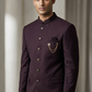 Dark Wine - PREMIUM Slim Fit Mens Self Brocade BandhGala / Prince / Chinese Collar Jacket - Fantastic Fit - CS2504 01TA25