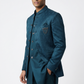 Teal - PREMIUM Slim Fit Mens Self Brocade BandhGala / Prince / Chinese Collar Jacket with Long inside Waistcoat - Fantastic Fit - CS2505 01PY25