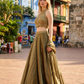 UK 10 / 36" - Copper Bronze - Designer Ladies Indian Halter Neck Short Top Palazzo Trousers Suit - UK Stock - 2/3 days delivery - VMK ROSHNI AV