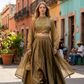 UK 10 / 36" - Copper Bronze - Designer Ladies Indian Halter Neck Short Top Palazzo Trousers Suit - UK Stock - 2/3 days delivery - VMK ROSHNI AV