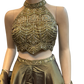 UK 10 / 36" - Copper Bronze - Designer Ladies Indian Halter Neck Short Top Palazzo Trousers Suit - UK Stock - 2/3 days delivery - VMK ROSHNI AV