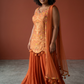 Size 18 (44") - Rust / Orange - Designer Ladies Medium Top Palazzo Trousers Suit - VMK AGNI RY